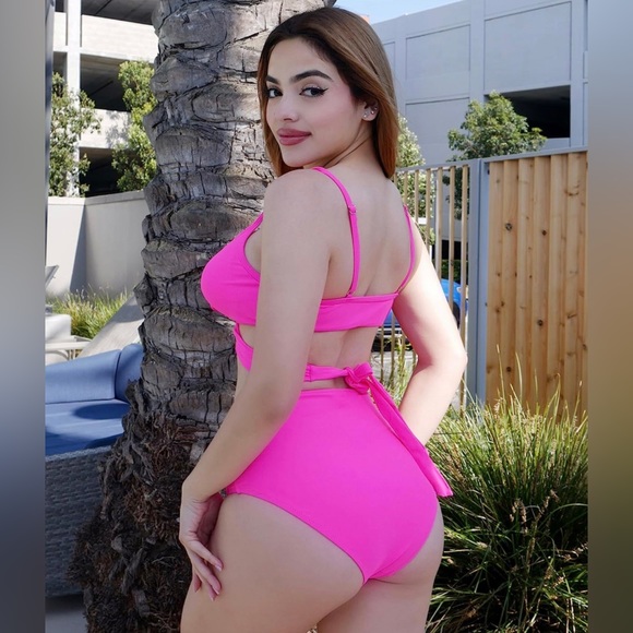 SUUKSESS Women Wrap Bikini Set Push Up High Waisted 2 Piece Swimsuits Size Large - Picture 4 of 6